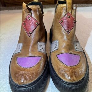 Unique Boho Patchwork Leather Boots Vintage Style